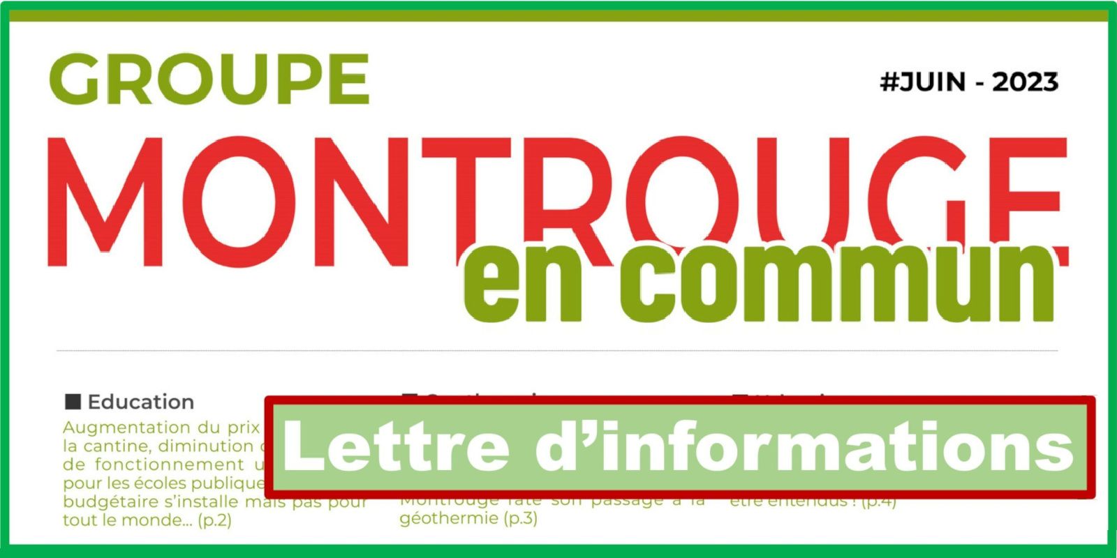 You are currently viewing Lettre information Montrouge en Commun