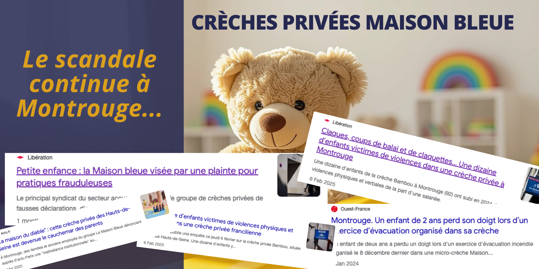 You are currently viewing Le scandale des crèches privées Maison Bleue continue
