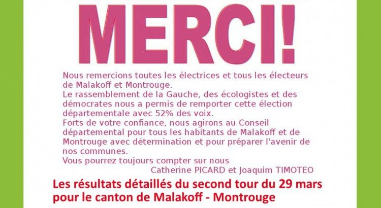 You are currently viewing Elections départementales 2015 : résultats détaillés du second tour à Malakoff et Montrouge