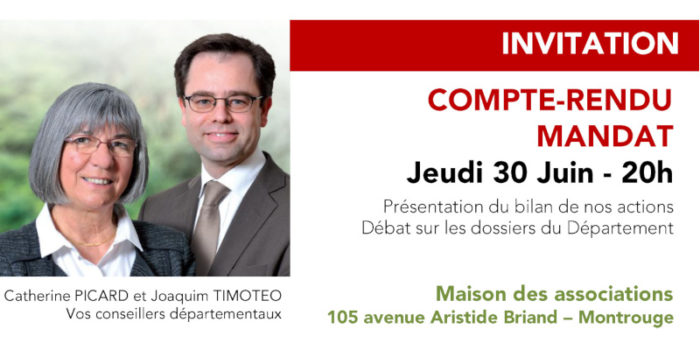 Invitation Compte rendu de mandat, le 30 juin
